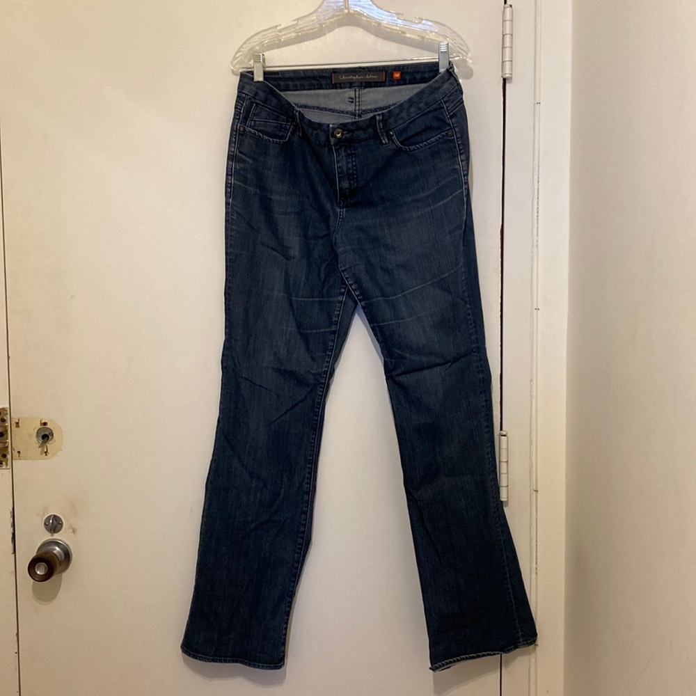 Christopher Blue Dark Wash Belvedere Boot Cut Jeans, Size 10